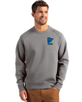 Minnesota Twins City Connect Cutter & Buck Roam Recycled Buttery-Soft Knit Mens Crew Neck Pullover Elemental Grey Front