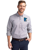 Minnesota Twins City Connect Cutter & Buck Stretch Oxford Mens Long Sleeve Dress Shirt Charcoal Front