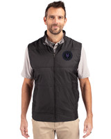 NY Mets City Connect Cutter & Buck Stealth Hybrid Quilted Mens Windbreaker Vest Black Front