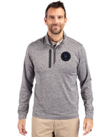 NY Mets City Connect Cutter & Buck Stealth Heathered Quarter Zip Mens Pullover Elemental Grey Front