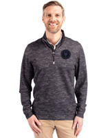 NY Mets City Connect Cutter & Buck Traverse Stretch Eco Camo Print Quarter Zip Mens Pullover Black Front