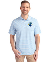 Philadelphia Phillies City Connect Cutter & Buck Virtue Eco Pique Stripe Recycled Mens Polo Atlas Light Blue Front
