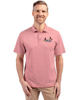 St. Louis Cardinals City Connect Cutter & Buck Virtue Eco Pique Stripe Recycled Mens Polo Cardinal Red Front