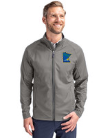 Minnesota Twins City Connect Cutter & Buck Adapt Recycled Soft Knit Stretch Mens Hybrid Full Zip Jacket Elemental Grey Front