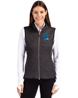 Minnesota Twins City Connect Cutter & Buck Mainsail Sweater Knit Womens Full Zip Vest Charcoal Heather Front