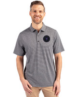 NY Mets City Connect Cutter & Buck Forge Eco Heather Stripe Stretch Recycled Mens Polo Black Heather Front