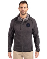 NY Mets City Connect Cutter & Buck Mainsail Full Zip Hooded Mens Jacket Charcoal Heather Front