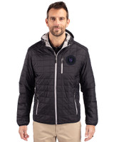 NY Mets City Connect Cutter & Buck Rainier Primaloft Eco Mens Full Zip Hooded Jacket Black Front