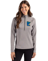 Minnesota Twins City Connect Cutter & Buck Peshastin Fleece Recycled Womens Half Zip Pullover Elemental Grey Heather Front