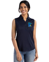 Minnesota Twins City Connect Cutter & Buck Forge Eco Stretch Recycled Womens Sleeveless Polo Navy Blue Front