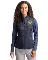 Los Angeles Dodgers City Connect- Cutter & Buck Stealth Hybrid Quilted Womens Full Zip Windbreaker Jacket Liberty Navy Front