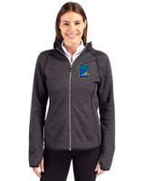 Minnesota Twins City Connect Cutter & Buck Mainsail Full Zip Hooded Womens Jacket Charcoal Heather Front