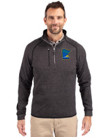 Minnesota Twins City Connect Cutter & Buck Mainsail Sweater-Knit Mens Half Zip Pullover Jacket Charcoal Heather Front