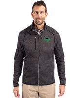 Tampa Bay Rays City Connect Cutter & Buck Mainsail Sweater-Knit Mens Big and Tall Full Zip Jacket Charcoal Heather Front