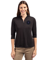 NY Mets City Connect Cutter & Buck Virtue Eco Pique Recycled Half Zip Pullover Womens Hoodie Black Front