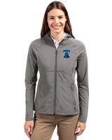 Philadelphia Phillies City Connect Cutter & Buck Adapt Eco Knit Hybrid Recycled Womens Full Zip Jacket Elemental Grey Front