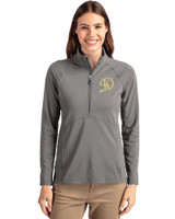 Los Angeles Dodgers City Connect- Cutter & Buck Adapt Recycled Soft Knit Stretch Womens Half Zip Pullover Elemental Grey Front