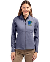 Minnesota Twins City Connect Cutter & Buck Adapt Eco Knit Heather Recycled Womens Full Zip Navy Blue Heather Front