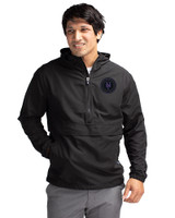 NY Mets City Connect Cutter & Buck Charter Eco Recycled Mens Anorak Jacket Black Front
