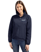 Detroit Tigers City Connect Cutter & Buck Charter Eco Recycled Womens Full-Zip Jacket Navy Blue Front