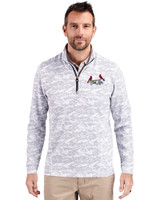 St. Louis Cardinals City Connect Cutter & Buck Traverse Stretch Eco Camo Print Quarter Zip Mens Big and Tall Pullover Charcoal Front