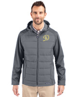 Los Angeles Dodgers City Connect- Cutter & Buck Evoke Recycled HoneycombFleece Mens Big & Tall Hybrid Full Zip Jacket Elemental Grey Front