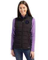 NY Mets City Connect Cutter & Buck Evoke Hybrid Softshell Recycled Womens Full Zip Vest Black Front