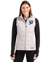 Los Angeles Dodgers City Connect- Cutter & Buck Evoke Recycled Honeycomb Fleece Womens Hybrid Full Zip Vest CONCRETE Front