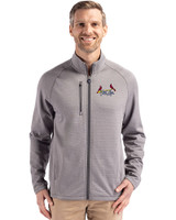St. Louis Cardinals City Connect Cutter & Buck Peshastin Fleece Recycled Mens Full Zip Jacket Elemental Grey Heather Front
