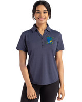 Minnesota Twins City Connect Cutter & Buck Forge Eco Stretch Recycled Womens Short Sleeve Polo Dark Navy Blue Heather Front