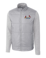 St. Louis Cardinals City Connect Cutter & Buck Stealth Hybrid Quilted Mens Full Zip Windbreaker Jacket POL_MANN_HG 1