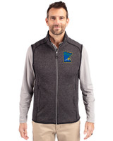 Minnesota Twins City Connect Cutter & Buck Mainsail Sweater-Knit Mens Big & Tall Full Zip Vest Charcoal Heather Front