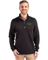 Tampa Bay Rays City Connect Cutter & Buck Traverse Stretch Eco Quarter Zip Mens Pullover Black Front