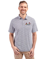 St. Louis Cardinals City Connect Cutter & Buck Virtue Eco Pique Botanical Print Recycled Mens Polo Navy Blue Front