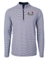 St. Louis Cardinals City Connect Cutter & Buck Virtue Eco Pique Micro Stripe Recycled Mens Quarter Zip NVBW_MANN_HG 1