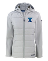 Philadelphia Phillies City Connect Cutter & Buck Evoke Hybrid Softshell Recycled Full Zip Womens Hooded Jacket CNC_MANN_HG 1