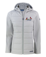 St. Louis Cardinals City Connect Cutter & Buck Evoke Hybrid Softshell Recycled Full Zip Womens Hooded Jacket CNC_MANN_HG 1