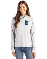 Minnesota Twins City Connect Cutter & Buck Coastline Epic Comfort Recycled Womens Funnel Neck CONCRETE Front