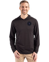 NY Mets City Connect Cutter & Buck Coastline Epic Comfort Recycled Mens Hooded Shirt Black Front