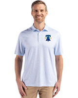 Philadelphia Phillies City Connect Cutter & Buck Pike Eco Diamond Dot Print Recycled Mens Polo Atlas Light Blue Front