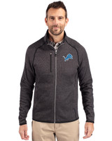 Detroit Lions Cutter & Buck Mainsail Sweater-Knit Mens Big and Tall Full Zip Jacket Charcoal Heather Front