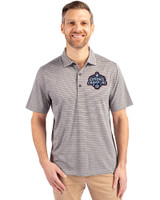UConn Huskies 2025 NCAA Women's Basketball National Champions Cutter & Buck Forge Eco Heather Stripe Stretch Recycled Mens Polo Elemental Grey Heather Front