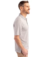 GA Tech Yellow Jackets College Vault Cutter & Buck Forge Tonal Stripe Stretch Mens Big and Tall Polo Polished Medium Gray Side