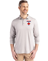 Toronto Blue Jays City Connect Cutter & Buck Coastline Epic Comfort Recycled Mens Long Sleeve Polo CONCRETE Front