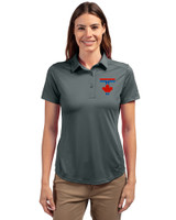 Toronto Blue Jays City Connect Cutter & Buck Prospect Eco Textured Stretch Recycled Womens Short Sleeve Polo Elemental Grey Front