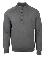 Miami University RedHawks - Cutter & Buck Saturday Cotton Blend Mens Mock Pullover Sweatshirt Charcoal Heather Mannequin