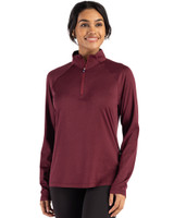 Cutter & Buck Coastline Epic Comfort Recycled Womens Quarter Zip BRD PRO_HG 1