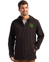Oregon Ducks- Cutter & Buck Camano Everyday Stretch Recycled Mens Water Resistant Jacket Black Front