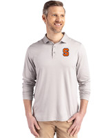 Syracuse Orange Cutter & Buck Coastline Epic Comfort Recycled Mens Long Sleeve Polo CONCRETE Front