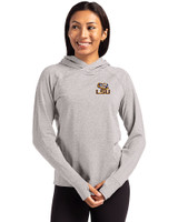 LSU Tigers Cutter & Buck Adapt Knit Recycled Womens Heathered Hooded Pullover POH_PRO_HG 